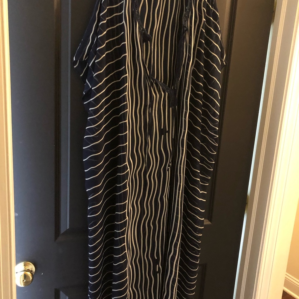 Navy Blue and White beach coverup - one size